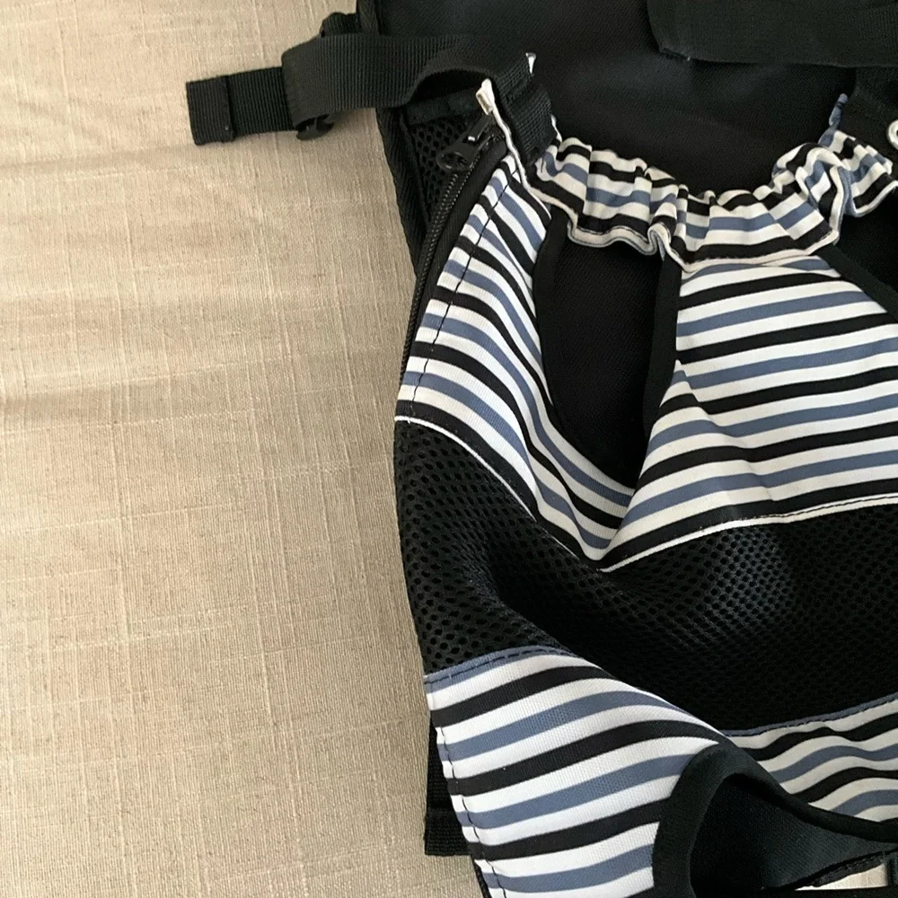 Black and White Striped Small Pet Carrier